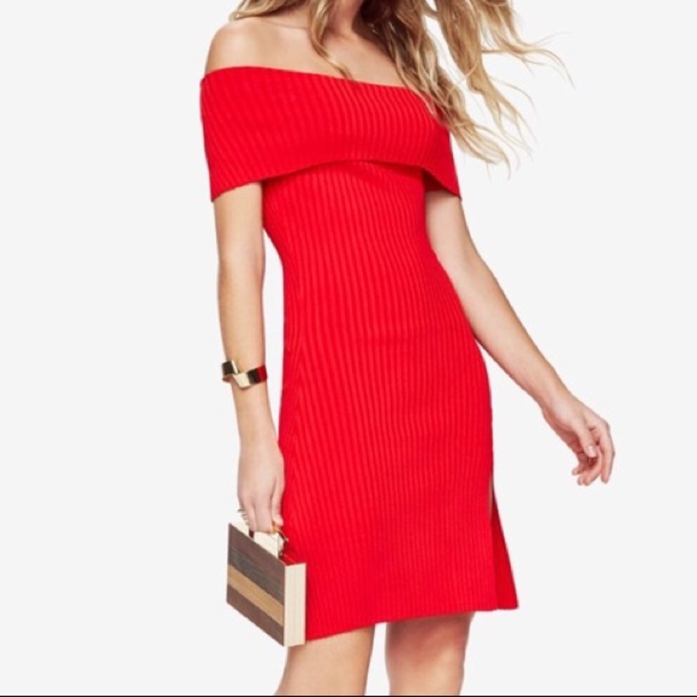 BCBG Kaori Off the Shoulder Sweater Dress